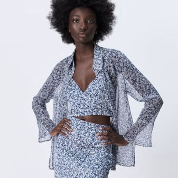 ZARA FLORAL PRINT BLOUSE - Picture 4 of 8